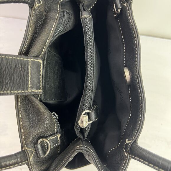 Fossil Black Leather Small Tote Bag Vintage Y2K Key Charm - Picture 8 of 9